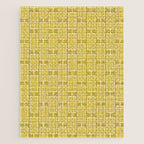 Mid Century Modern Woven Link Pattern in Olive Yellow and White Jigsaw Puzzle Gallery Image 1