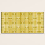 Mid Century Modern Woven Link Pattern in Olive Yellow and White Desk Mat Gallery Image 3
