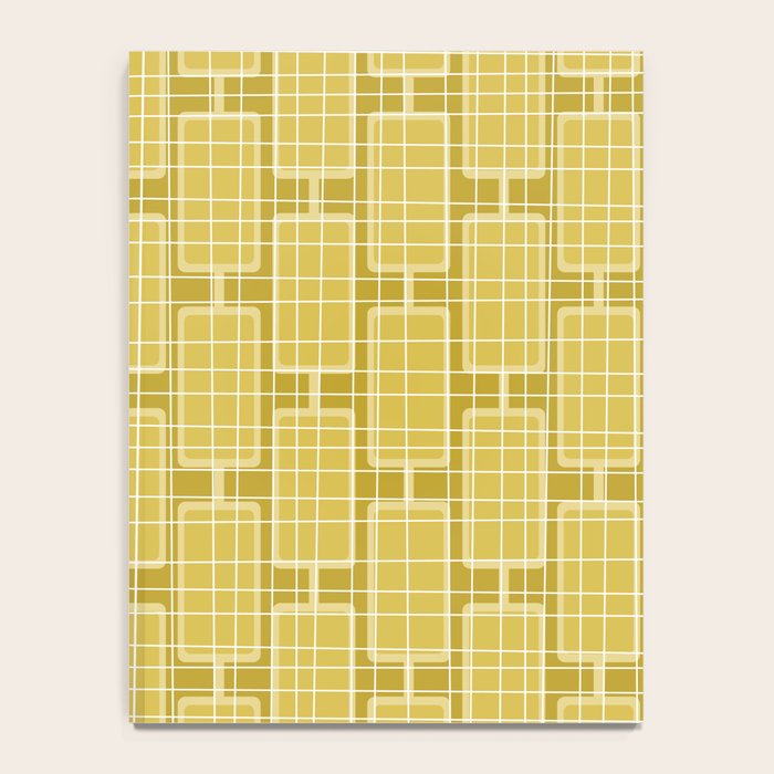 Mid Century Modern Woven Link Pattern in Olive Yellow and White Notebook Gallery Image 4