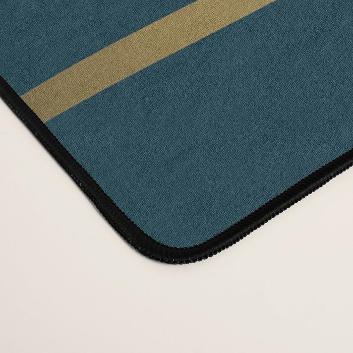 Festive, Floral Prints, Line Art, Dark Teal and Gold Desk Mat Gallery Image 4