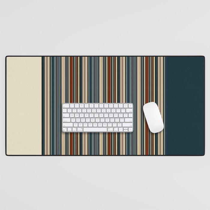 Dark Indigo Tan Stripes Desk Mat Gallery Image 1