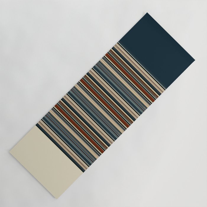 Dark Indigo Tan Stripes Yoga Mat Gallery Image 1