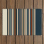 Dark Indigo Tan Stripes Outdoor Rug Gallery Image 1