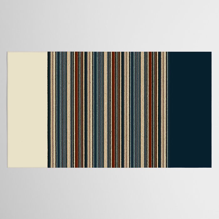 Dark Indigo Tan Stripes Tablecloth Gallery Image 2