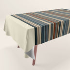 Dark Indigo Tan Stripes Tablecloth Gallery Image 1