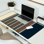 Dark Indigo Tan Stripes Desk Mat Gallery Image 2