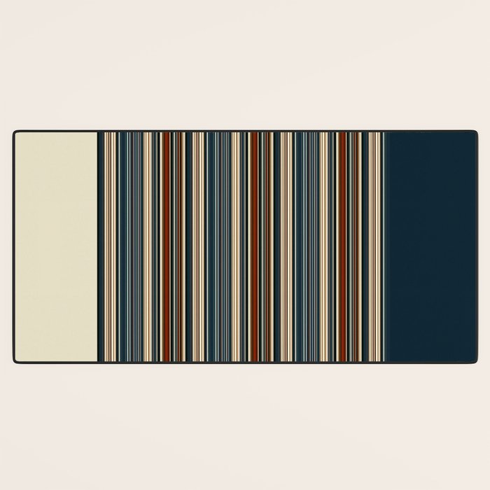 Dark Indigo Tan Stripes Desk Mat Gallery Image 3