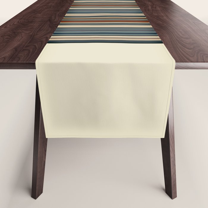 Dark Indigo Tan Stripes Table Runner Gallery Image 1