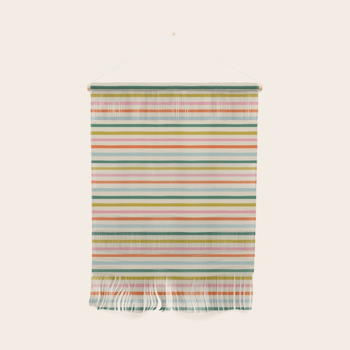 Colorful retro stripe line art pattern Wall Hanging Gallery Image 1
