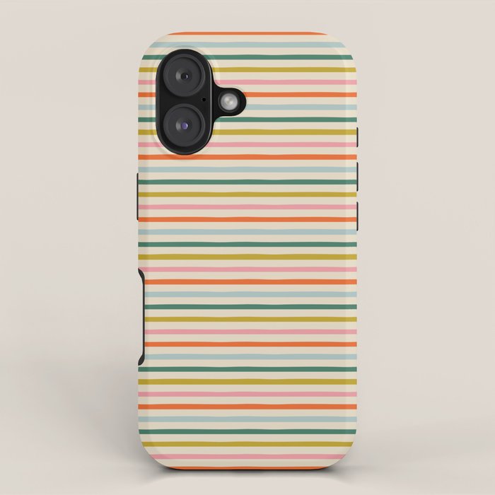 Colorful retro stripe line art pattern iPhone Case Gallery Image 1