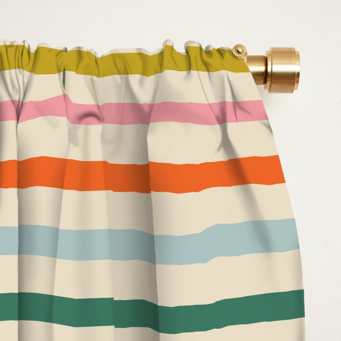 Colorful retro stripe line art pattern Window Curtain Gallery Image 2