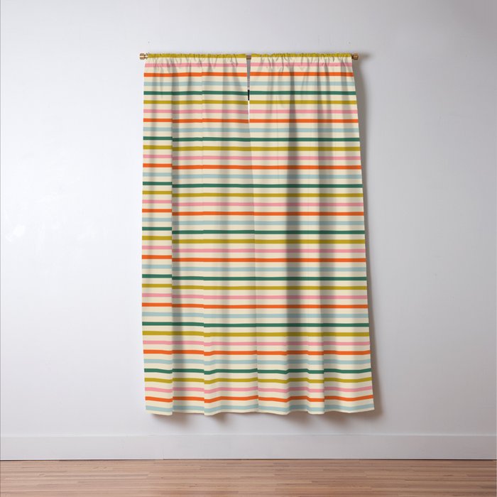 Colorful retro stripe line art pattern Window Curtain Gallery Image 3