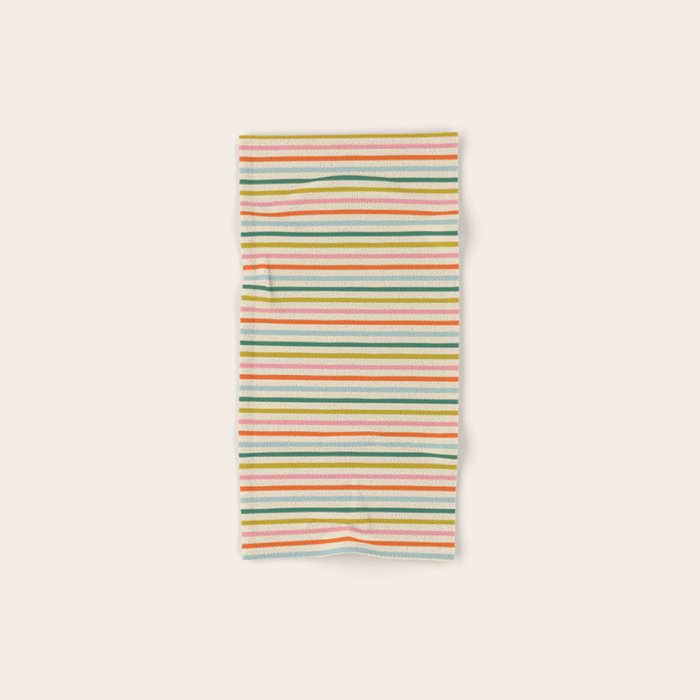 Colorful retro stripe line art pattern Bath Towel Gallery Image 1