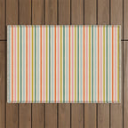 Colorful retro stripe line art pattern Outdoor Rug Gallery Image 1
