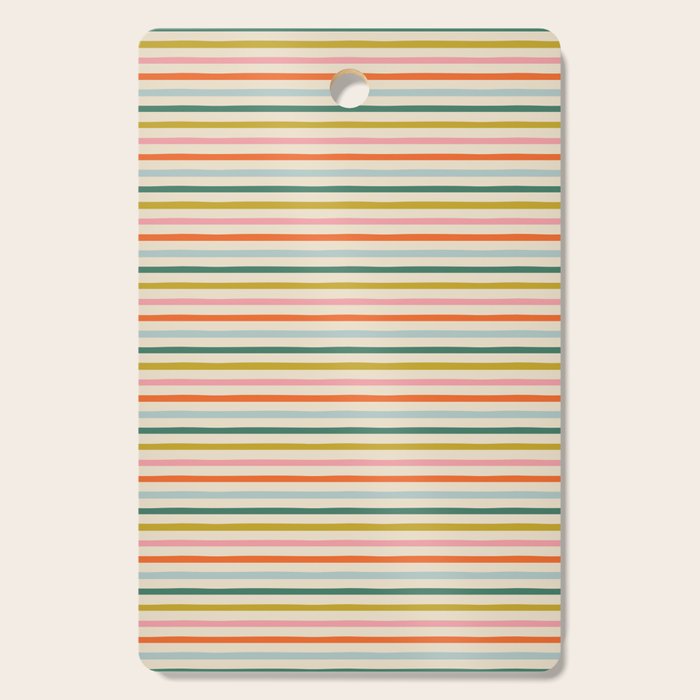Colorful retro stripe line art pattern Cutting Board Gallery Image 1