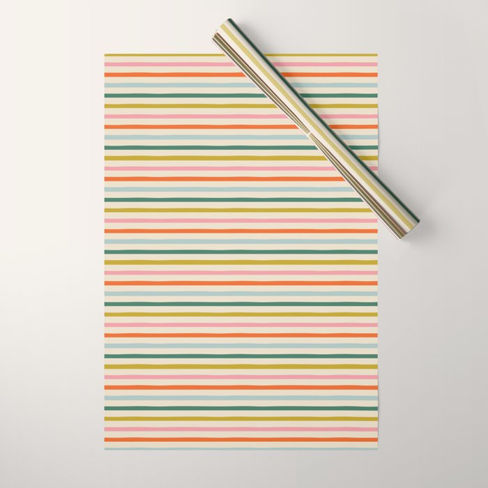 Colorful retro stripe line art pattern Wrapping Paper Gallery Image 1