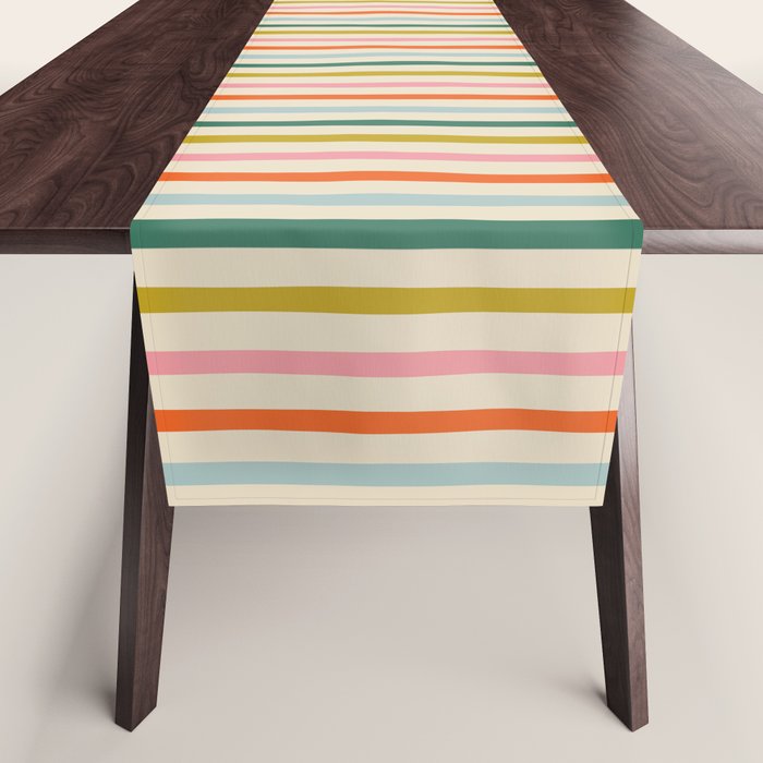 Colorful retro stripe line art pattern Table Runner Gallery Image 1