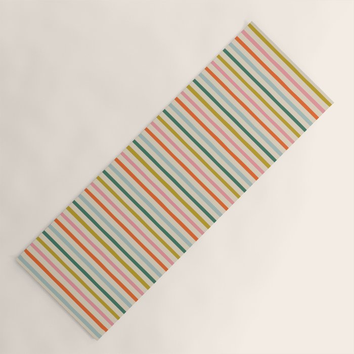 Colorful retro stripe line art pattern Yoga Mat Gallery Image 1