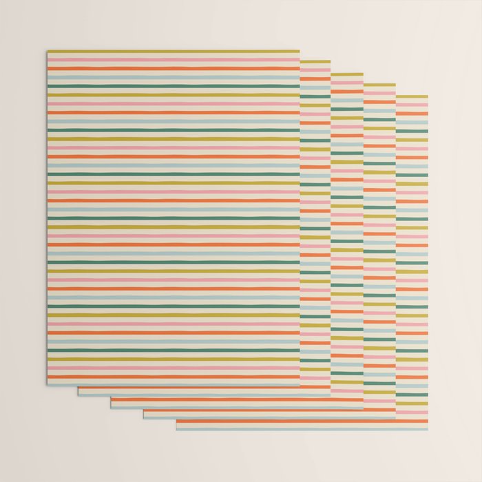 Colorful retro stripe line art pattern Wrapping Paper Gallery Image 3