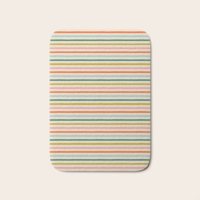 Colorful retro stripe line art pattern Bath Mat Gallery Image 1
