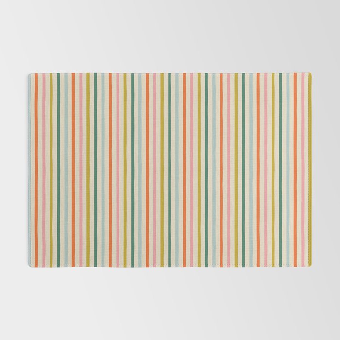 Colorful retro stripe line art pattern Rug Gallery Image 2