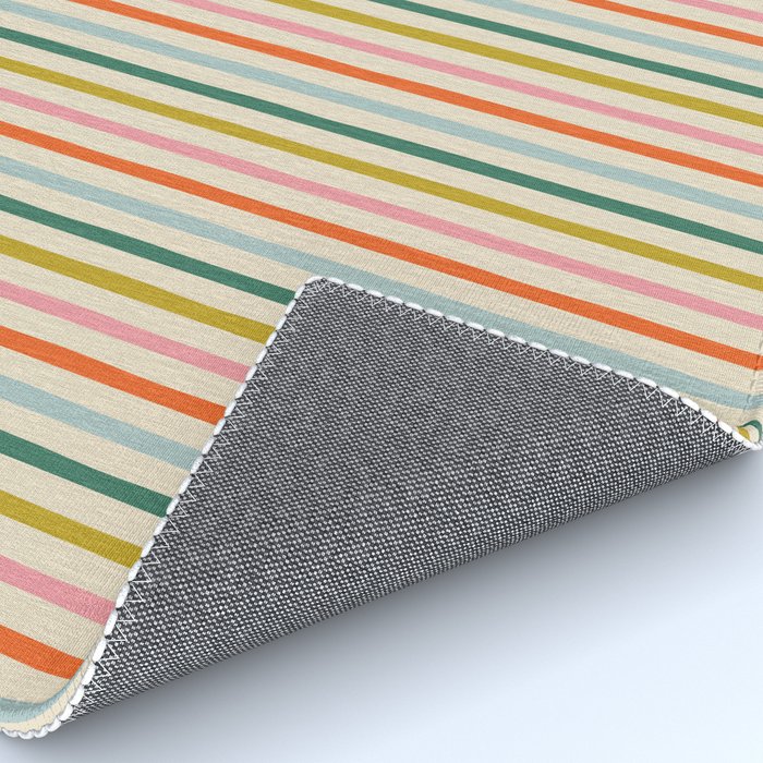 Colorful retro stripe line art pattern Rug Gallery Image 4