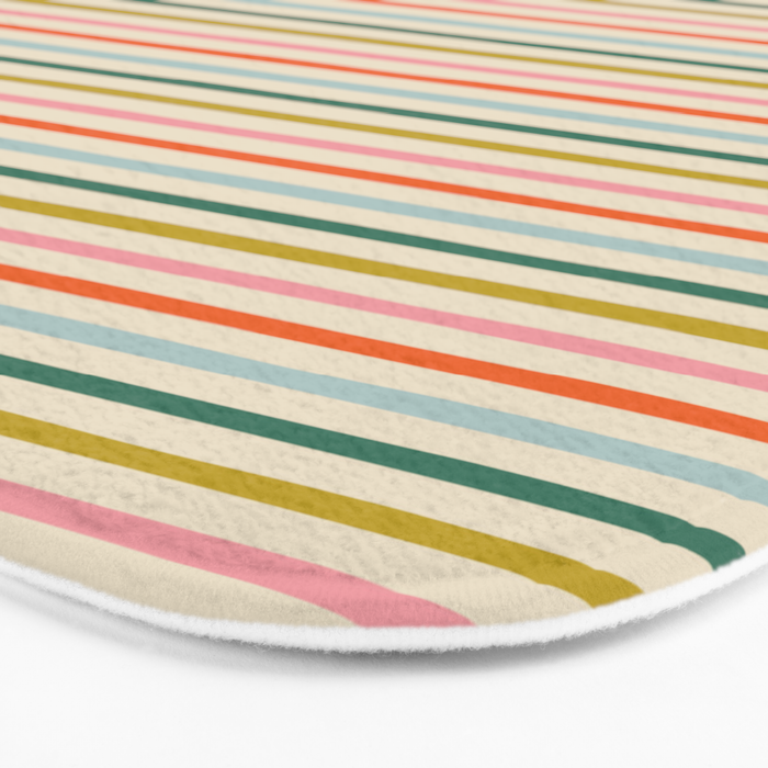Colorful retro stripe line art pattern Bath Mat Gallery Image 3