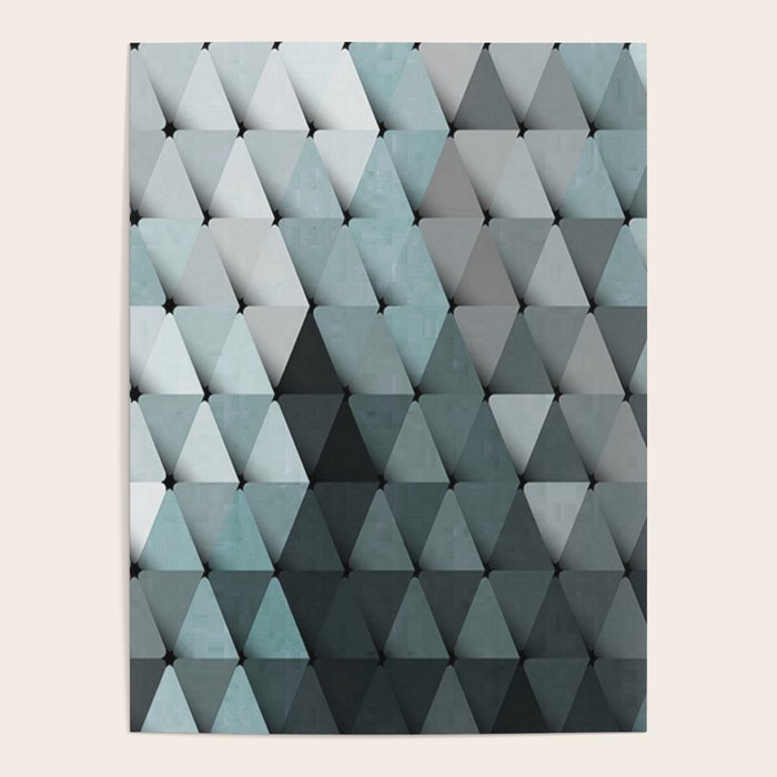 Triangles Teal Gray Poster Gallery Image 4