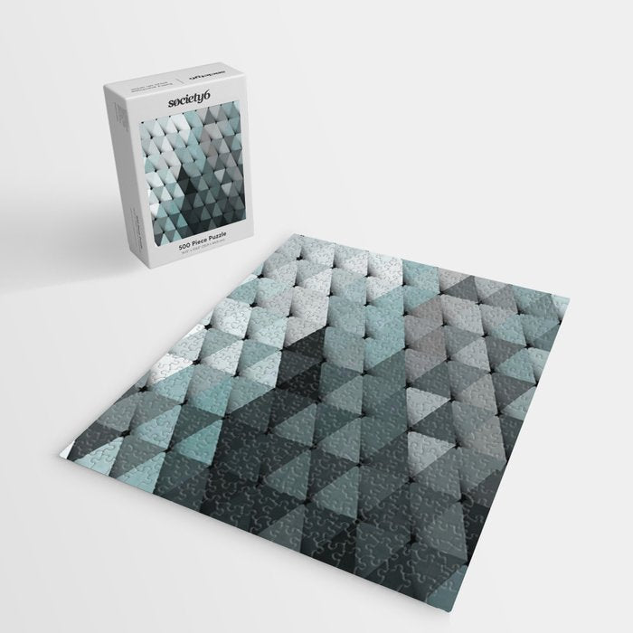 Triangles Teal Gray Jigsaw Puzzle Gallery Image 2