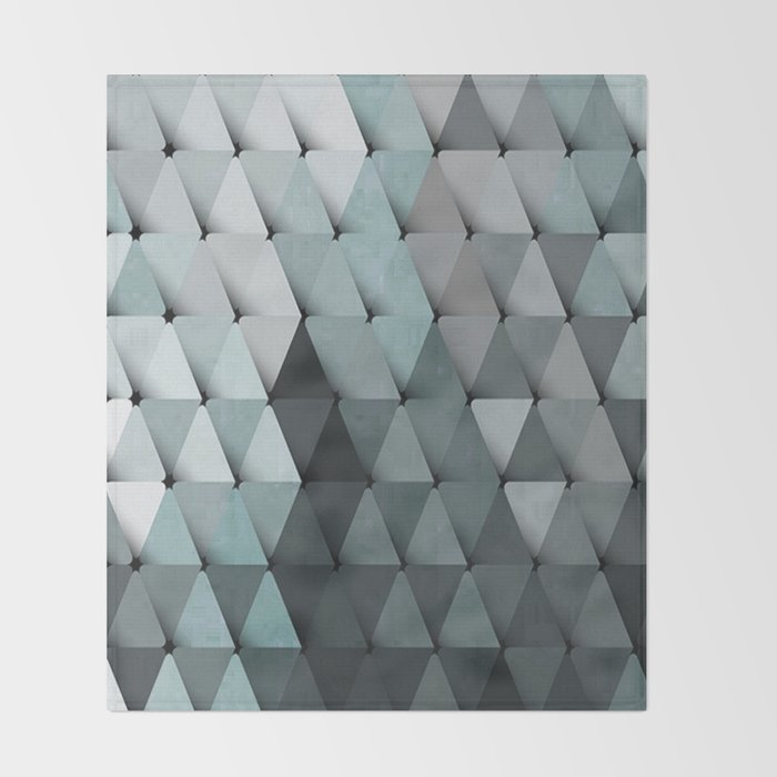 Triangles Teal Gray Throw Blanket Gallery Image 2