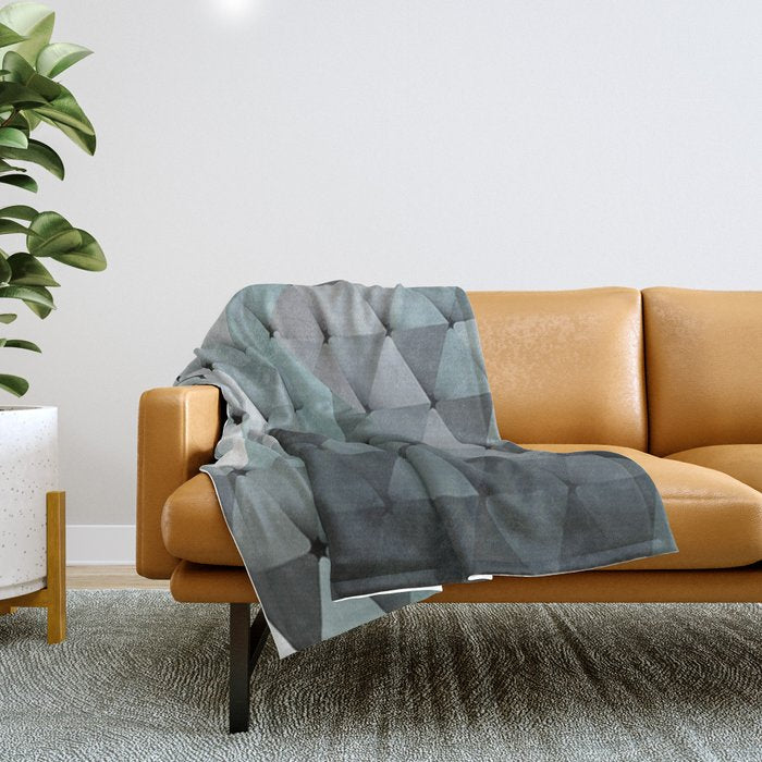 Triangles Teal Gray Throw Blanket Gallery Image 1