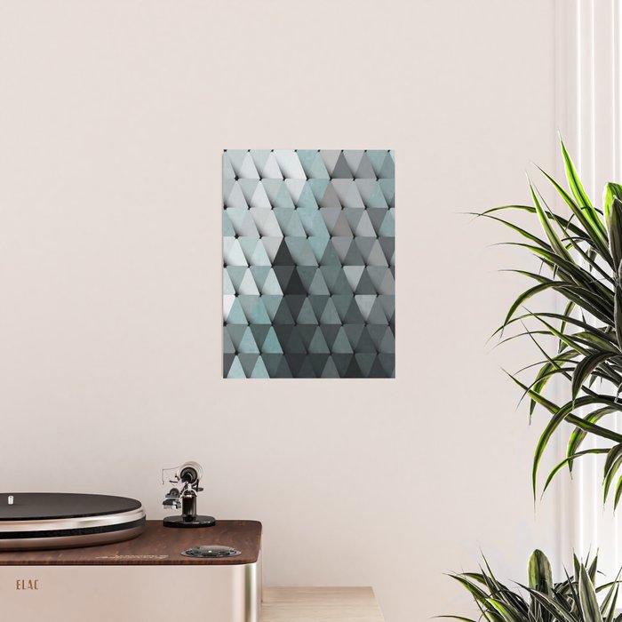 Triangles Teal Gray Poster Gallery Image 2