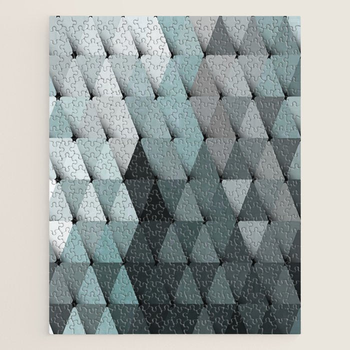 Triangles Teal Gray Jigsaw Puzzle Gallery Image 1