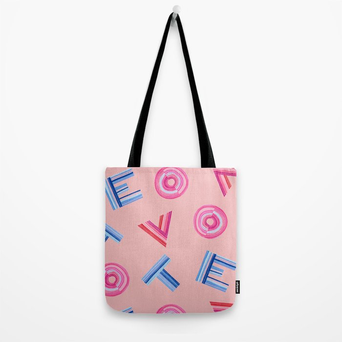 Cast Your Vote | Hand-Lettered Pattern in Peach Tote Bag Gallery Image 2
