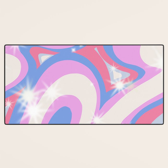 Groovy retro swirls purple Desk Mat Gallery Image 3