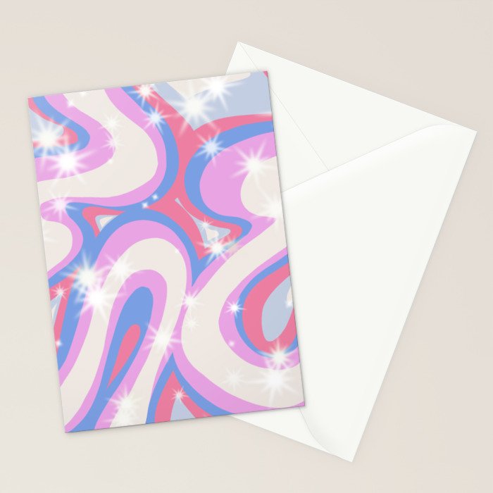 Groovy retro swirls purple Stationery Card Gallery Image 2