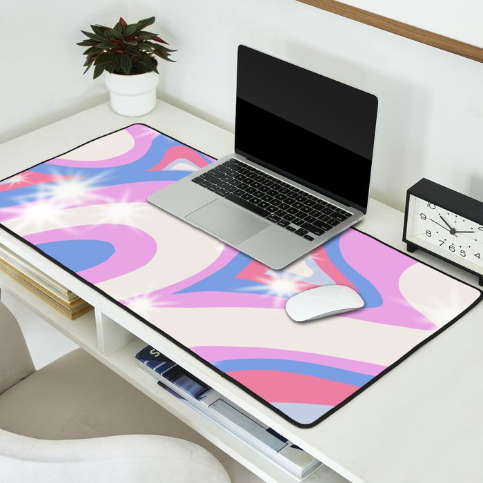 Groovy retro swirls purple Desk Mat Gallery Image 2