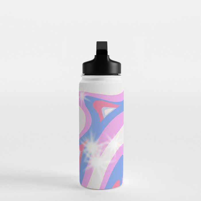 Groovy retro swirls purple Water Bottle Gallery Image 3