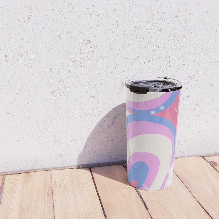 Groovy retro swirls purple Travel Mug Gallery Image 4