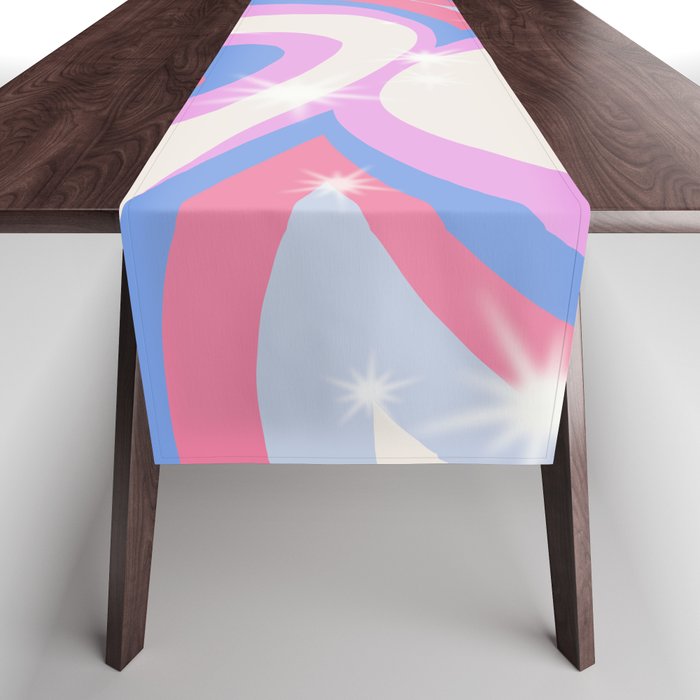 Groovy retro swirls purple Table Runner Gallery Image 1