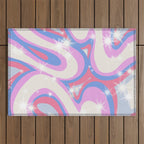 Groovy retro swirls purple Outdoor Rug Gallery Image 1