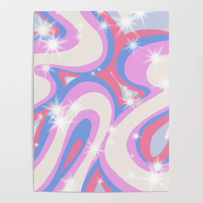 Groovy retro swirls purple Poster Gallery Image 1