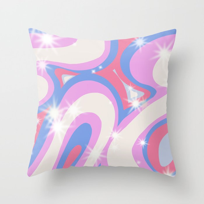 Groovy retro swirls purple Throw Pillow Gallery Image 1