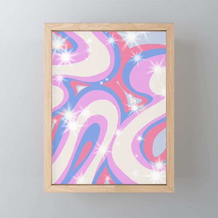 Groovy retro swirls purple Mini Art Print Gallery Image 1
