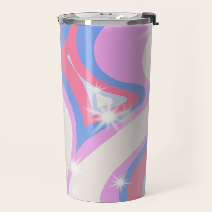 Groovy retro swirls purple Travel Mug Gallery Image 2
