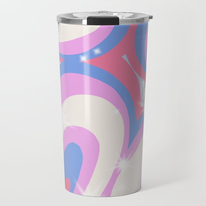 Groovy retro swirls purple Travel Mug Gallery Image 1