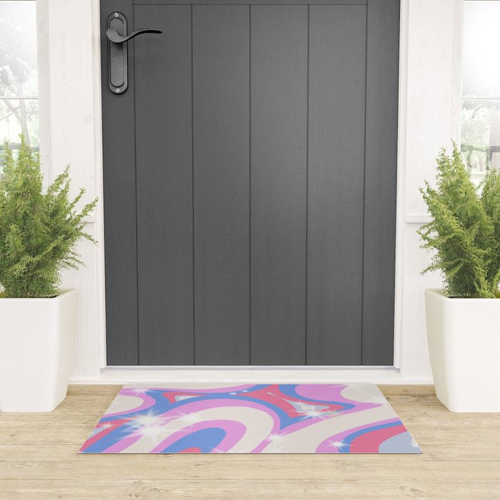 Groovy retro swirls purple Welcome Mat Gallery Image 3