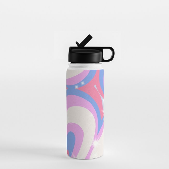 Groovy retro swirls purple Water Bottle Gallery Image 1