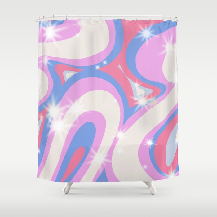 Groovy retro swirls purple Shower Curtain Gallery Image 1