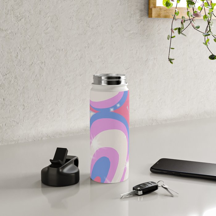 Groovy retro swirls purple Water Bottle Gallery Image 4
